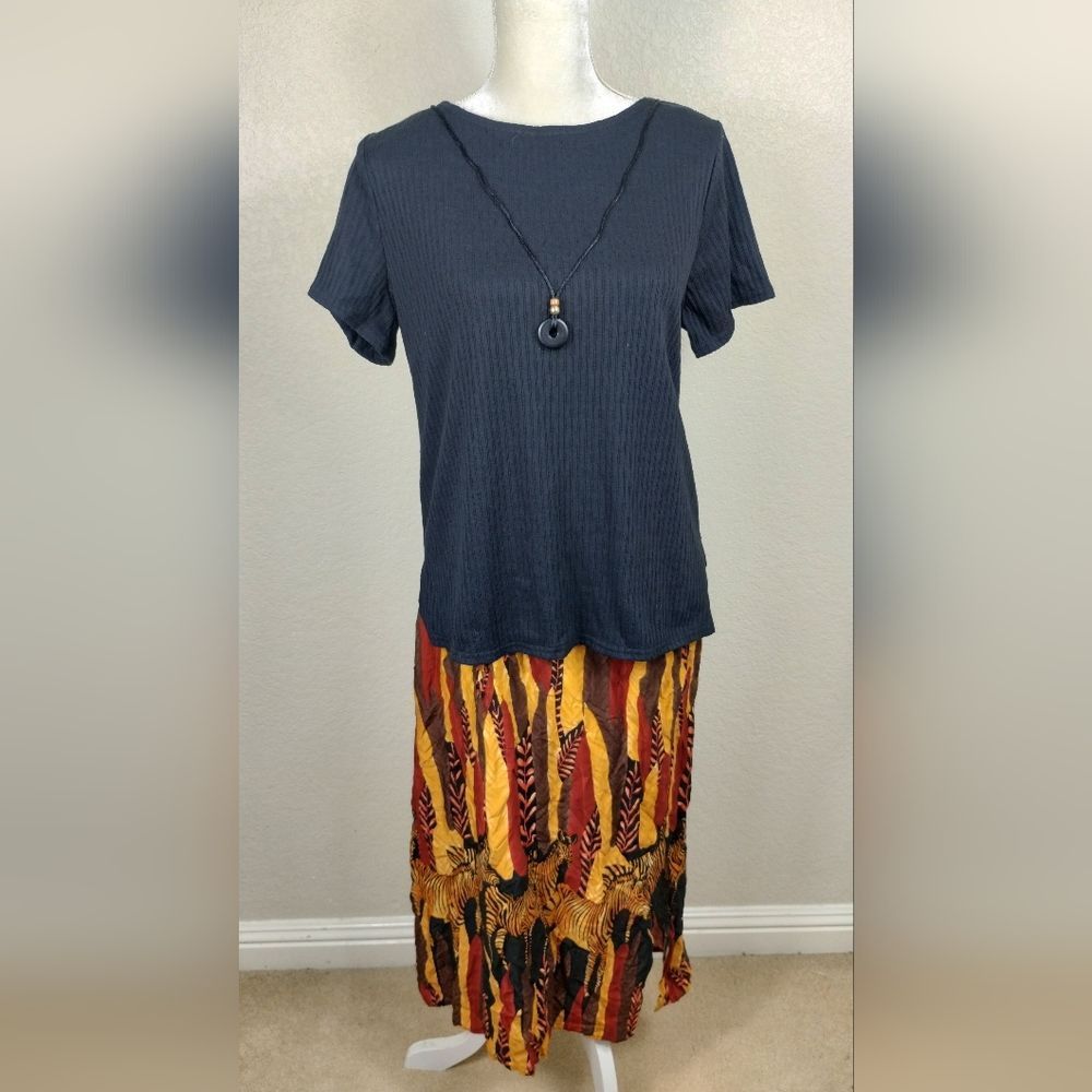 Forever Caroline Vintage Zebra Print Necklace Pullover Dress